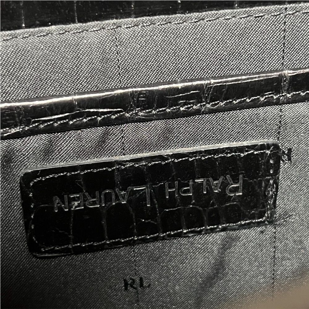 RALPH LAUREN COLLECTION Alligator Skin Leather Black Hand Bag Sterling Flap Tip - Picture 11 of 16